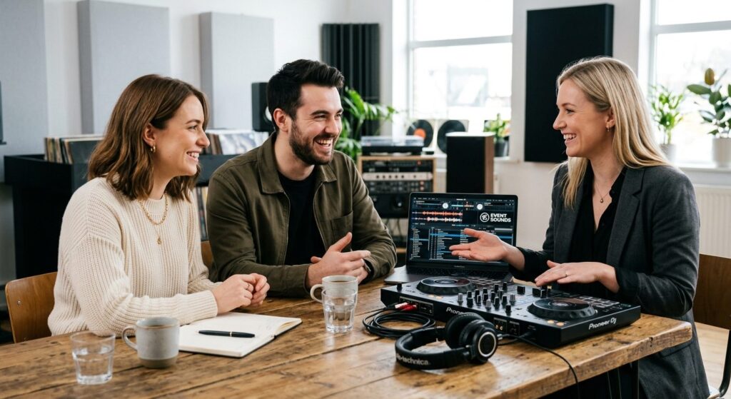 Young couple having an engaged conversation with a professio